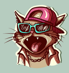 Digital Art Of A Thug Cat Screaming