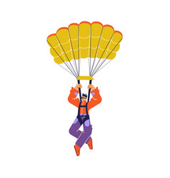 Man Flying With Parachute Skydiving Concept