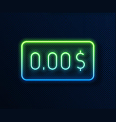 Glowing Neon Line Zero Cost Icon Isolated On Blue