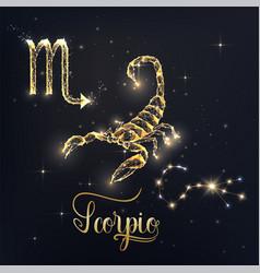 Gold Scorpio Zodiac Sign Poster With Scorpion