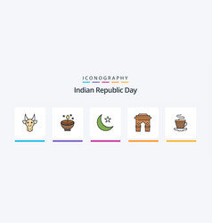 Indian Republic Day Line Filled 5 Icon Pack