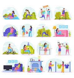 Lazy Weekends People Flat Icon Set