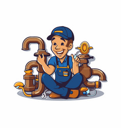 Plumber Character With Question Mark Isolated