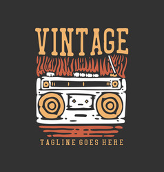 T Shirt Design Vintage With Radio And Gray