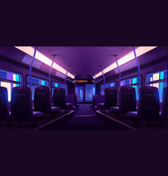 Empty Bus Or Train Interior With Chairs At Night