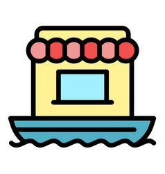 Food Floating Shop Icon Color Outline