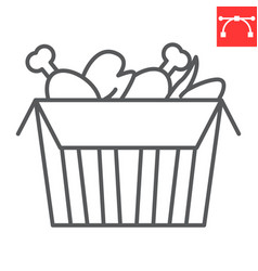 Fried Chicken Basket Line Icon