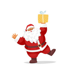 Funny Dancing Santa Claus Holding A Gift Flat