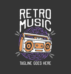 T Shirt Design Retro Music With Radio And Gray