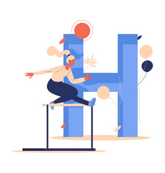 Hurdling Training Woman With Letter H