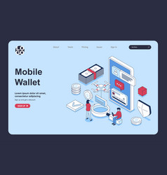 Mobile Wallet App Concept In 3d Isometric Design