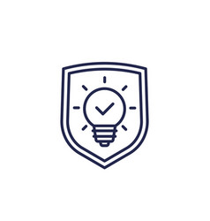 Patent Protection Line Icon With A Shield