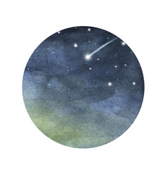 Watercolor Night Sky In Circle