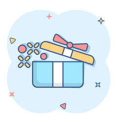 Gift Box Icon In Comic Style Magic Case Cartoon