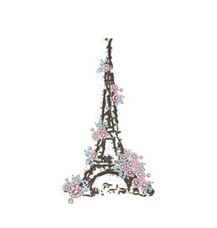 Paris Eifel Tower Flowers Pastel