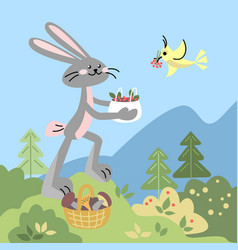 Rabbit With A Basket Of The Berries