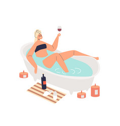 Woman Taking Bath And Drinking Wine Young Girl