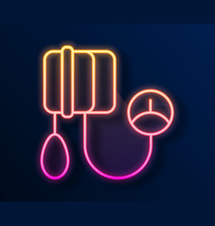 Glowing Neon Line Blood Pressure Icon Isolated