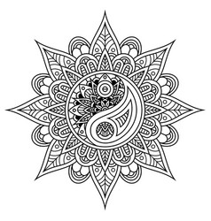 Hand Drawn Vintage Yin And Yang In Mandala Styl