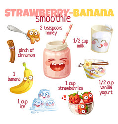 Strawberry Banana Smoothie With Cute