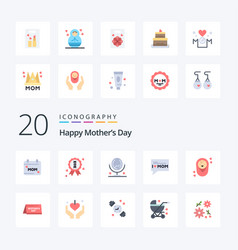 20 Happy Mothers Day Flat Color Icon Pack Like