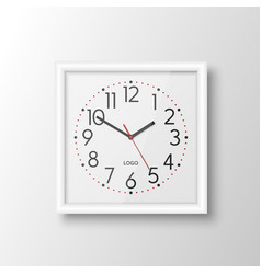 3d Realistic White Square Wall Office Clock