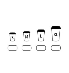 Black Outline Coffee Cup Icons Of Small Large