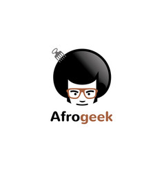 Creative Afro Hair Geek Comb Style Logo