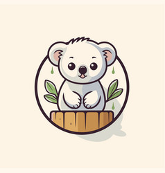 Cute Cartoon Koala Bear Sitting On The Bamboo