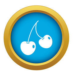 Two Cherry Berries Icon Blue Isolated