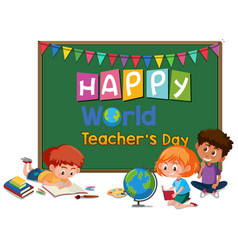 Happy teachers day banner with set stationary Vector Image