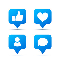 set bright blue trendy icons for social network vector image