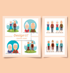 Six Designs Grandparents Characters