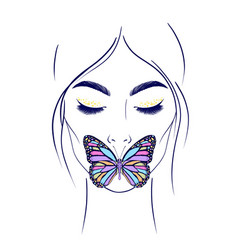 Woman Face And Butterfly