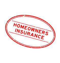 Grunge Red Homeowners Insurance Word Oval Rubber