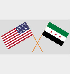 Crossed Usa And Syrian National Coalition Flags