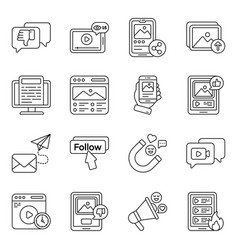 Set Of Social Community Linear Icons