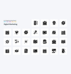 25 Digital Marketing Solid Glyph Icon Pack