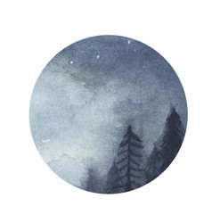 Peaceful Spruce Forest Under Night Sky In Circle