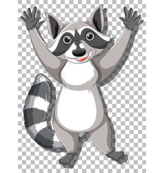 Raccoon Raising Hands Cartoon Character