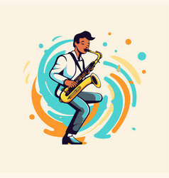 Jazz Musician Playing The Saxophone In Cartoon