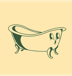 Vintage Character Design Of Bathtub