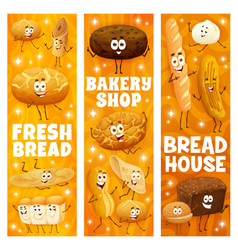 Bakery Shop Cartoon Bread Characters Banners