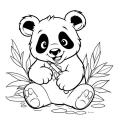 Black And White Cartoon Of Panda Bear Animal