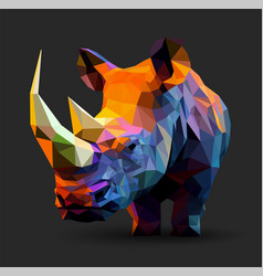 Colorful Rhinoceros Design Low Poly Art Rhino