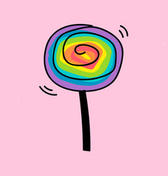 Rainbow Lollipop On A Pink Background