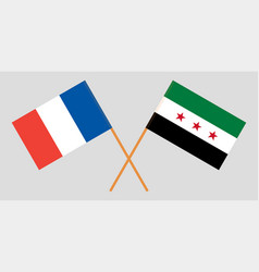 Crossed Syrian National Coalition And France Flags