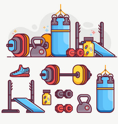 Gym And Power Lifting Concept Icon Set