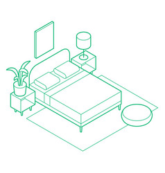 Isometric Bedroom Outline