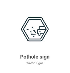 Pothole Sign Outline Icon Thin Line Black